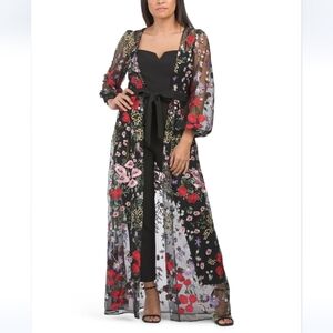 Julia Jordan Women's Floral Overlay Jacket & Belted Jumpsuit